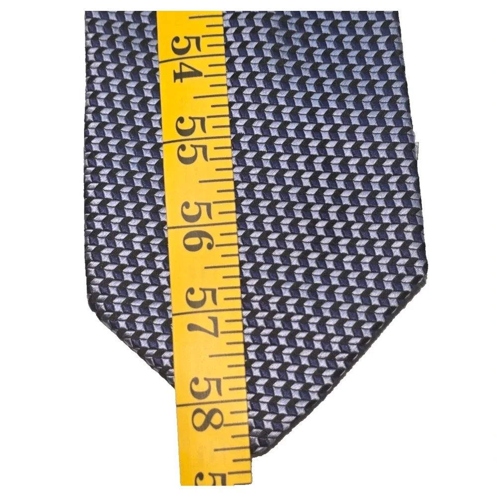 Ermenegildo Zegna Silk Tie Blue Chevron Pattern Made in Italy 58.4" x 3.6" - Picture 5 of 6